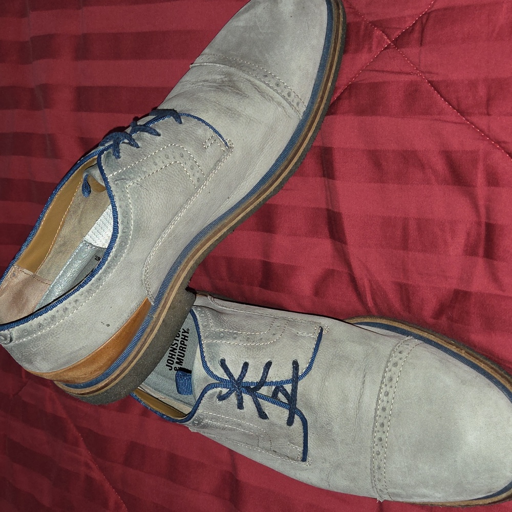 Johnston & Murphy Gray and Blue Suede Oxfords